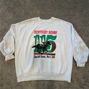 Abercrombie Kentucky Derby Graphic White Sweater